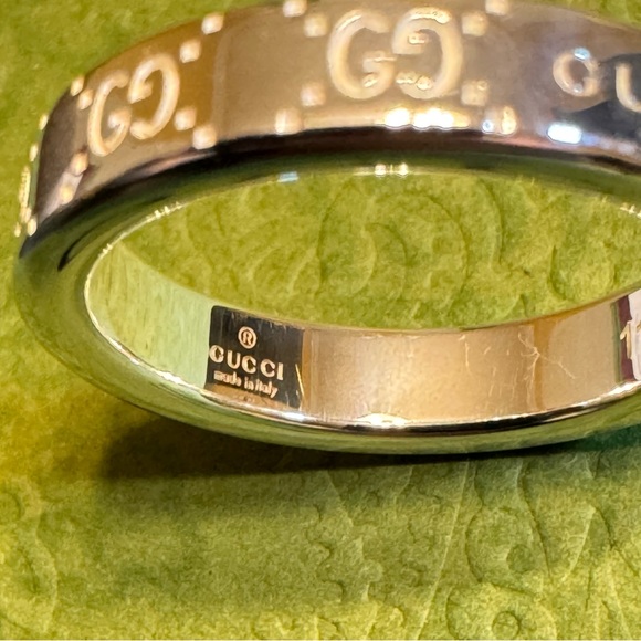New Authentic Gucci GG Logo Silver Ring Size IT 11 / US 5.75 - Picture 8 of 13